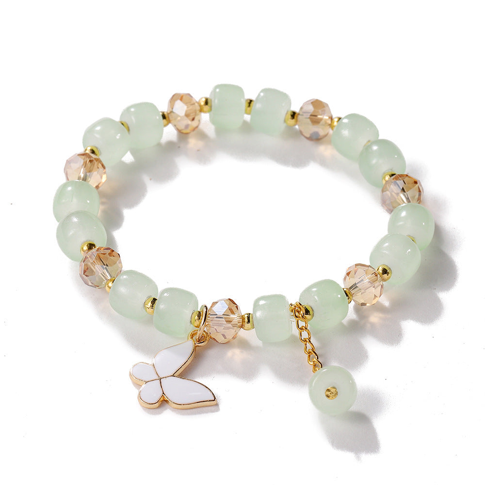 Cartoon Rhombus Butterfly Crystal Beaded Bracelet for Women and Kids