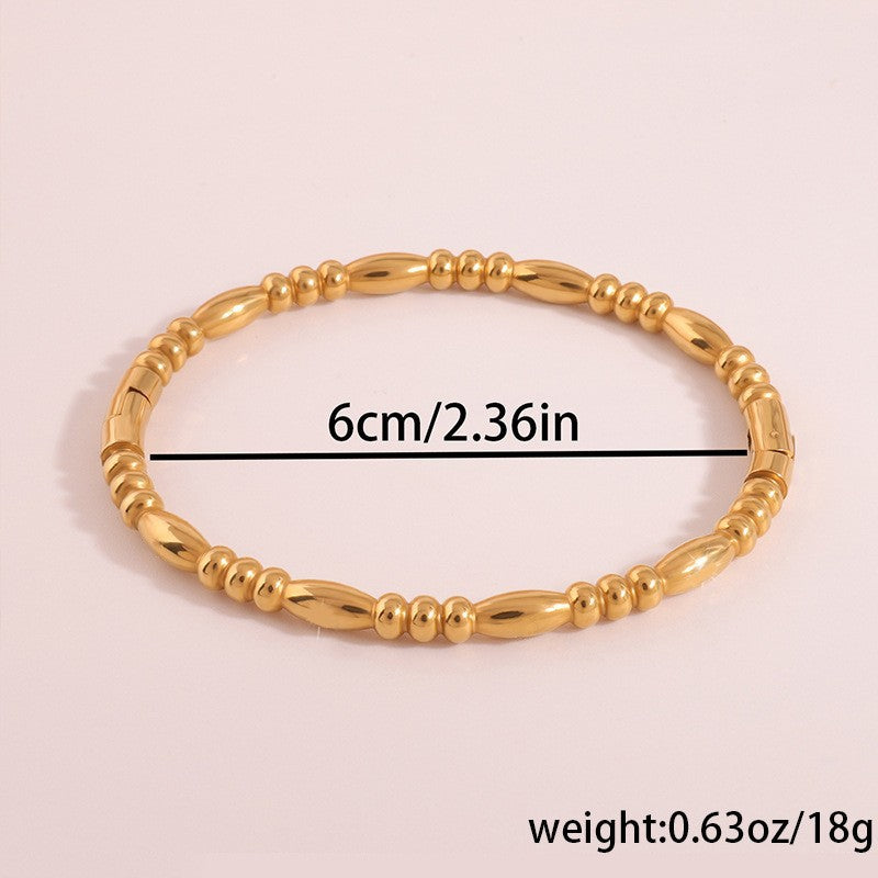 Elegant 18K Gold Plated Stainless Steel Bangle and Titanium Steel Diamond Bracelet Set