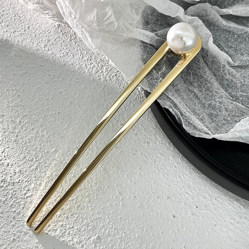 Women's Elegant U-Shape Pearl Alloy Hairpin - Simple Daily Hair Accessory