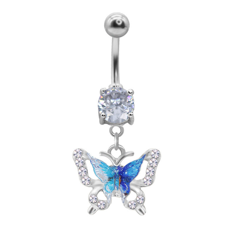 1 Piece Belly Rings Elegant Sexy Moon Butterfly 316 Stainless Steel  Alloy Plating Inlay Acrylic Rhinestones Zircon White Gold Plated