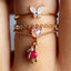 Vintage Heart-shaped Bear Star Moon Butterfly Alloy Rings Set