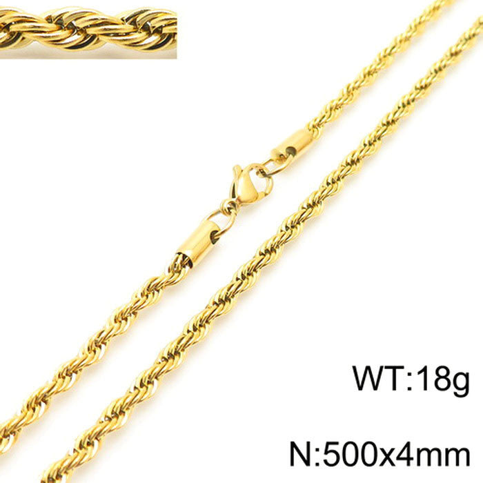 Retro Geometric Titanium Steel Plated Rope Chain Necklace