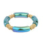 Geometric Metal Bangle with Colorful Beads Bracelet