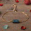 Simple Irregular Agate and Multi-Prismatic Stone Adjustable Metal Chain Bracelet