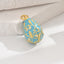 Copper Enamel Dinosaur Egg Pendant Necklace with Gold Plating