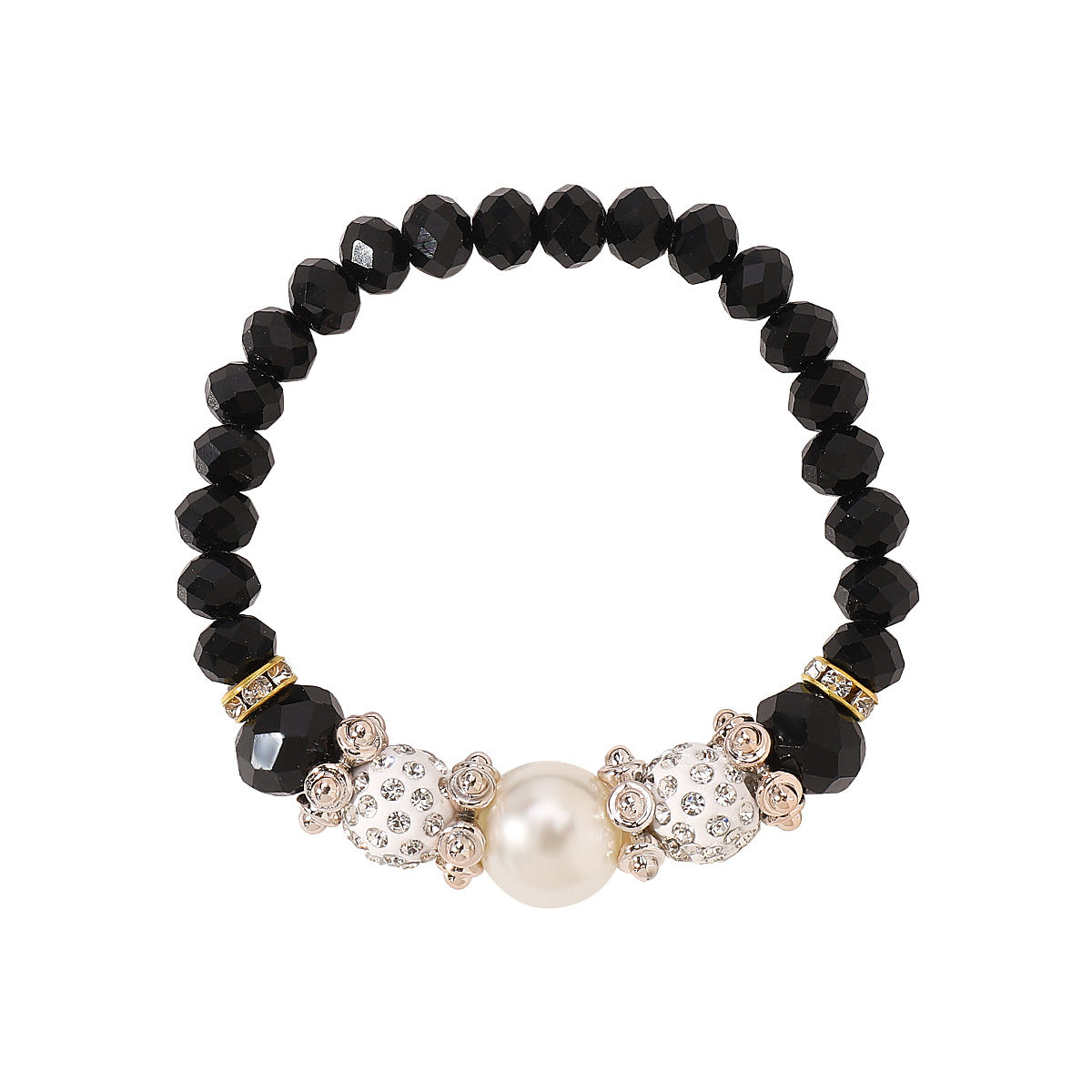 Pastoral Style Pearl and Crystal Beaded Women's Bracelet