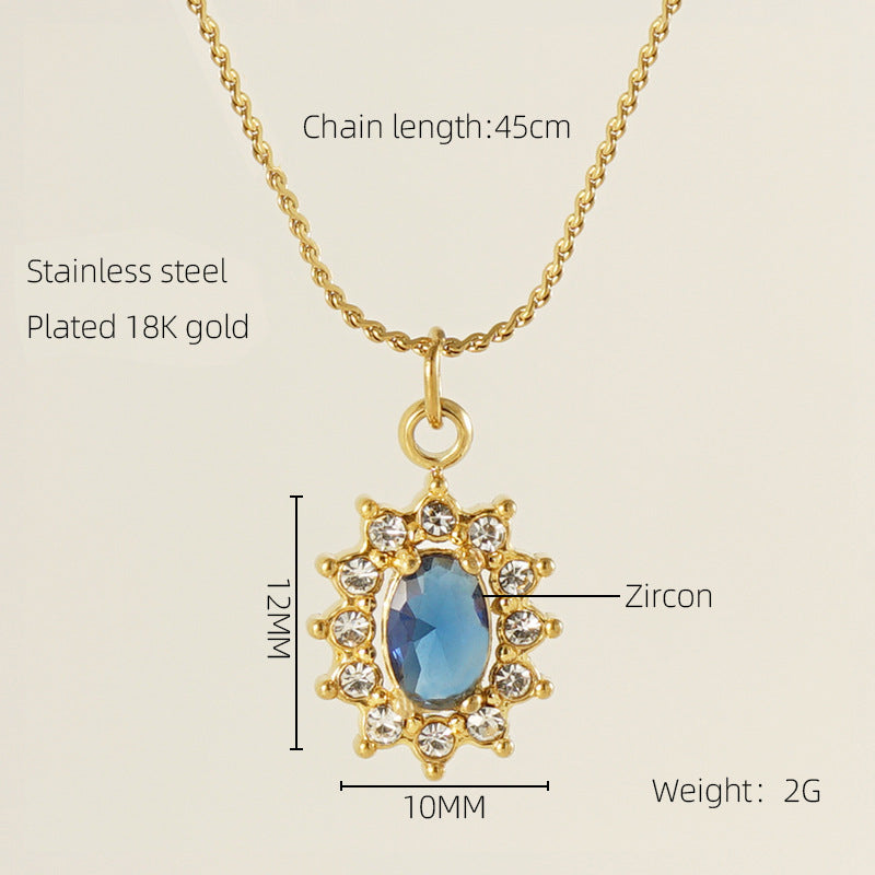 Glam Shiny Heart Shape Zircon Inlay 18K Gold Plated Stainless Steel Layered Pendant Necklace