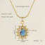 Glam Shiny Sun Water Droplets Heart Shape Stainless Steel Plating Inlay Zircon 18K Gold Plated Pendant Necklace