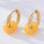 Retro Round Plating Stainless Steel Natural Stone Hoop Earrings