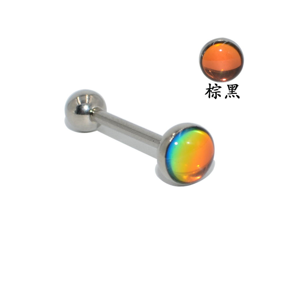 Gradient Color Stainless Steel Tongue Ring with Glitter Finish