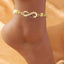 European American Fashion Double Layered Pearl and Turtle Anklet Set