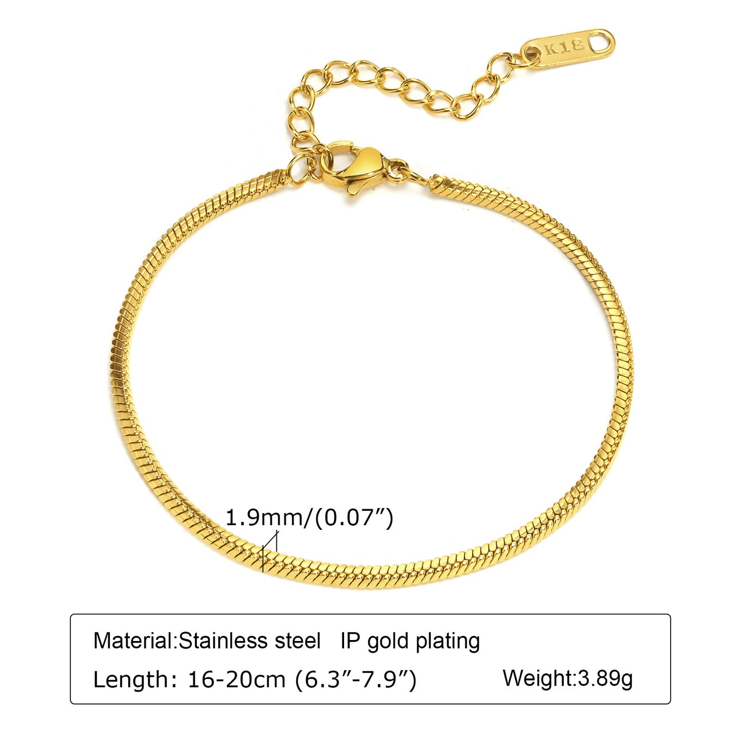 Wholesale Elegant Geometric Stainless Steel 18K Gold Plated Zircon Bracelets
