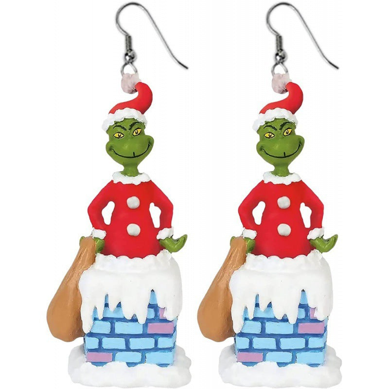 Cartoon Character Grinch Christmas Acrylic Drop Earrings