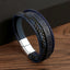 Streetwear Color Block PU Leather Men's Bangle with Alloy Clasp