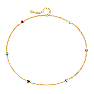 Bohemian Evil Eye 18k Gold Plated Copper Necklace