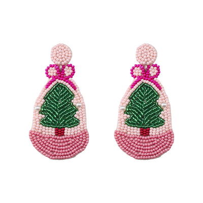 Simple Style Classic Style Christmas Tree Inlay Plastic Cloth Glass Rhinestones Silver Plated Drop Earrings