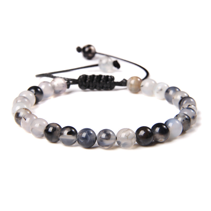 Ethnic Natural Stone Agate Beaded Adjustable Yoga Bracelet