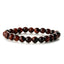 Retro Classic Round Wood Agate Beaded Bracelet with 8mm Tiger Eye and Rainbow Beads