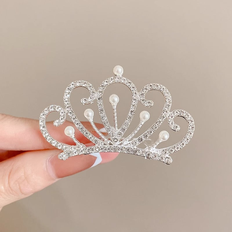 Children's Geometric Pearl Alloy Crown Hair Comb