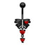 Heart Shape Rhinestone Belly and Nipple Rings with Bat Design Stainless Steel Piercing Jewelry