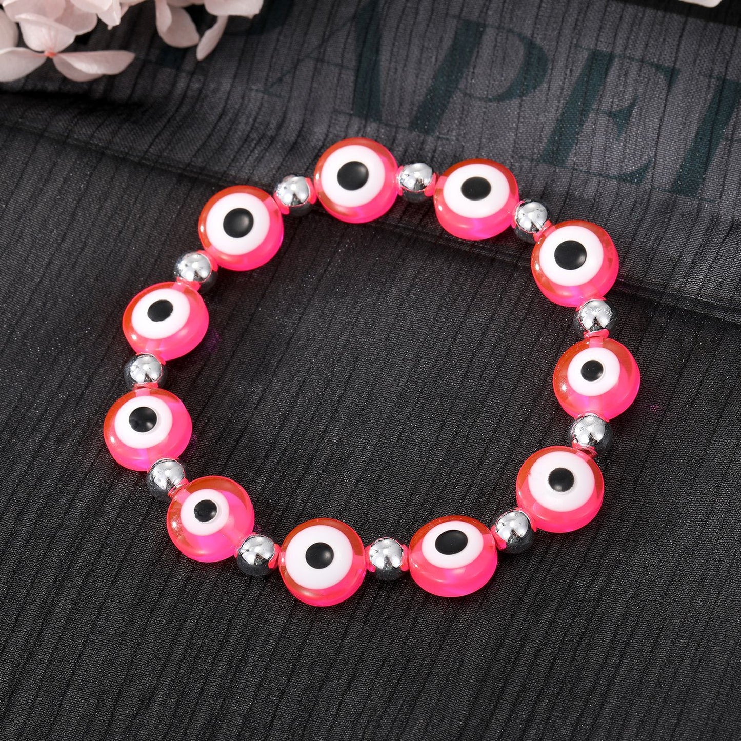 Fashion Devil's Eye Resin Beaded Bracelet - Retro Translucent Blue Eye Design