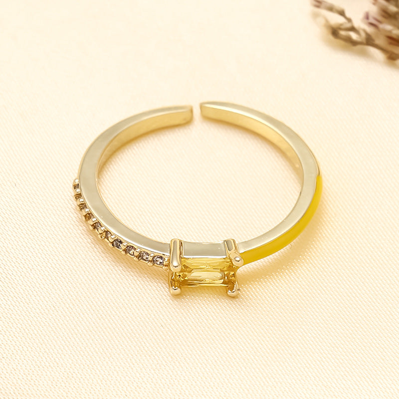 Simple Style 18K Gold Plated Zircon Open Ring