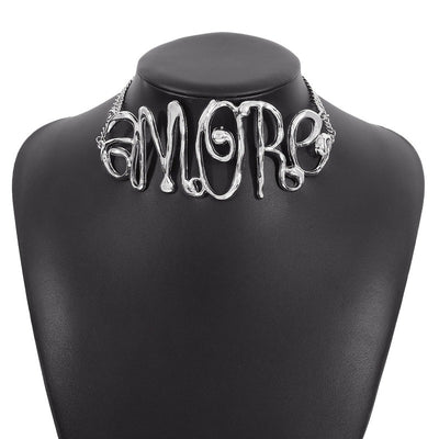 Geometric Letter Alloy Plated Women's Statement Choker Necklace