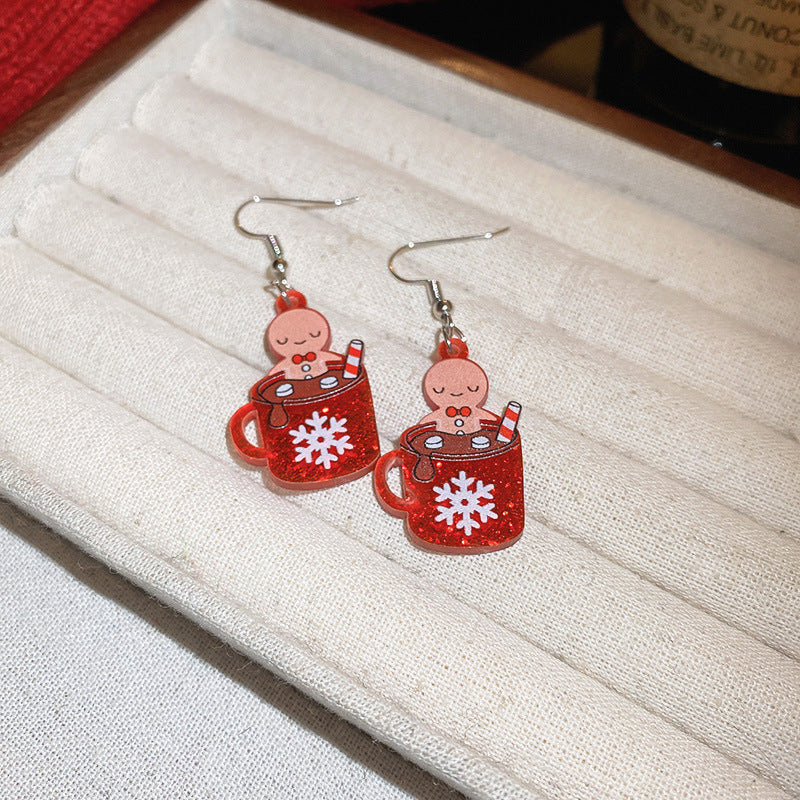 Wholesale Jewelry 1 Pair Cute Santa Claus Arylic Drop Earrings