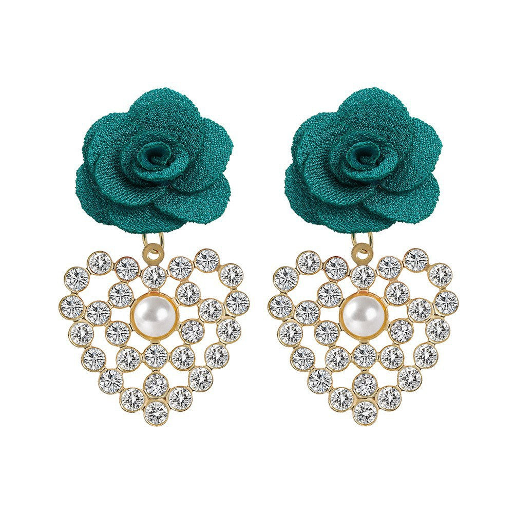 Jewelry Fashion Fabric Flower Multi-layer Three-dimensional Earrings