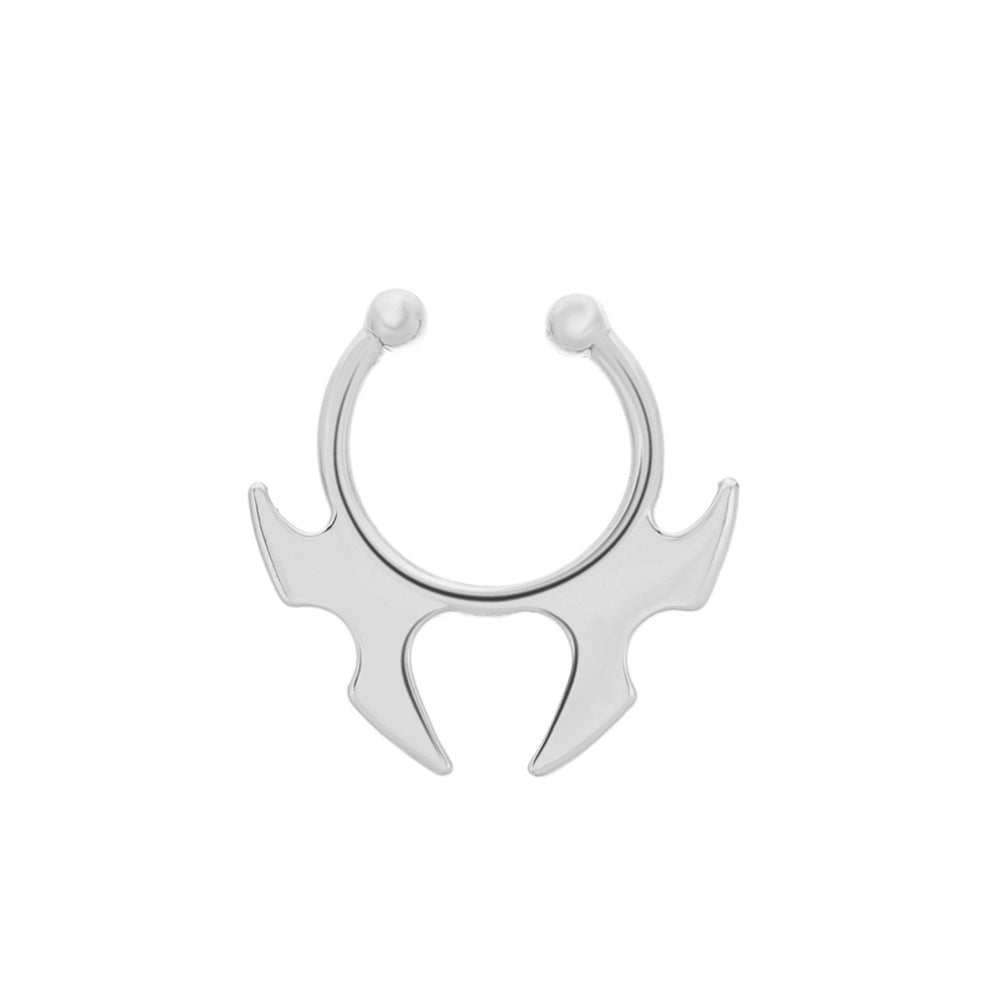 Gothic Irregular Horn Nose Clip Non-Perforated Metal Fake Nose Ring Jewelry