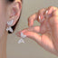 1 Pair Elegant Water Droplet Heart Flower Earrings with Artificial Pearls and Rhinestones