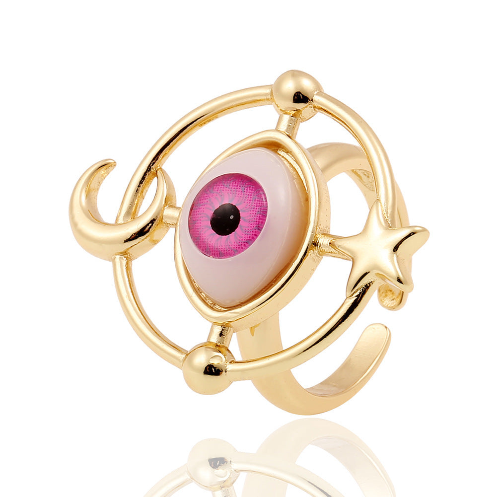 Fashion Copper Plated Real Gold Evil Eye Women's Simple Tail Ring