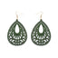 Retro Hollow Out Wood Water Drop Earrings for Women