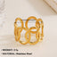 18K Gold Plated Geometric Oval Open Rings for Women