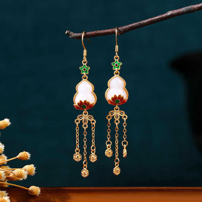 Elegant Leaf Fan-Shaped Copper Drop Earrings