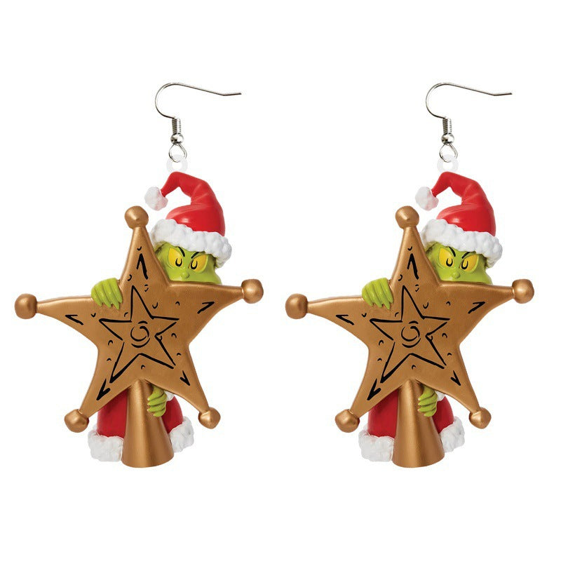 Cartoon Character Grinch Christmas Acrylic Drop Earrings