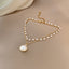 Heart Shape Copper Beaded Zircon & Pearl Geometric Bracelet - Trendy Hong Kong Style