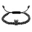 Retro Crown Stainless Steel Diamond Bead Adjustable Bracelet Set