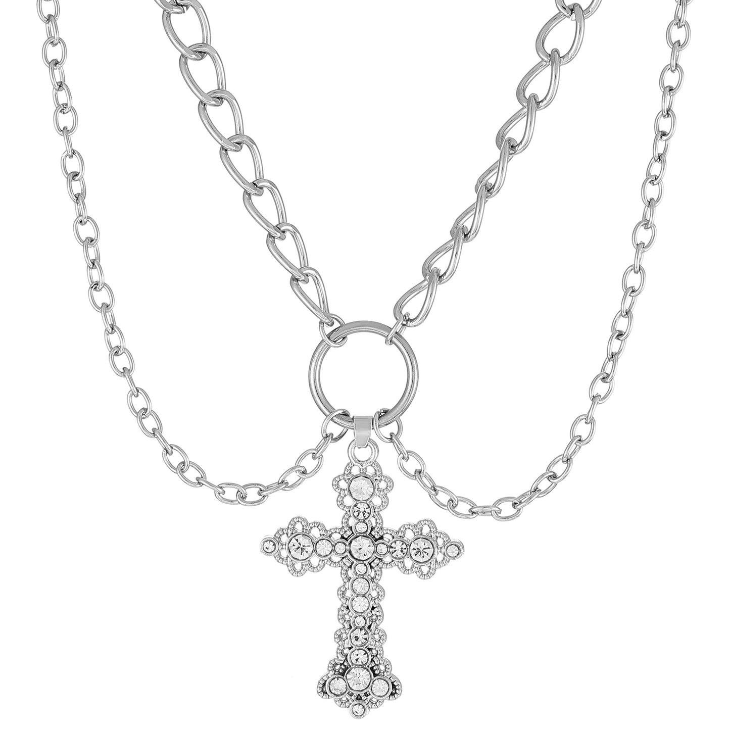 Gothic Punk Cross Alloy Women's Layered Necklaces Necklace