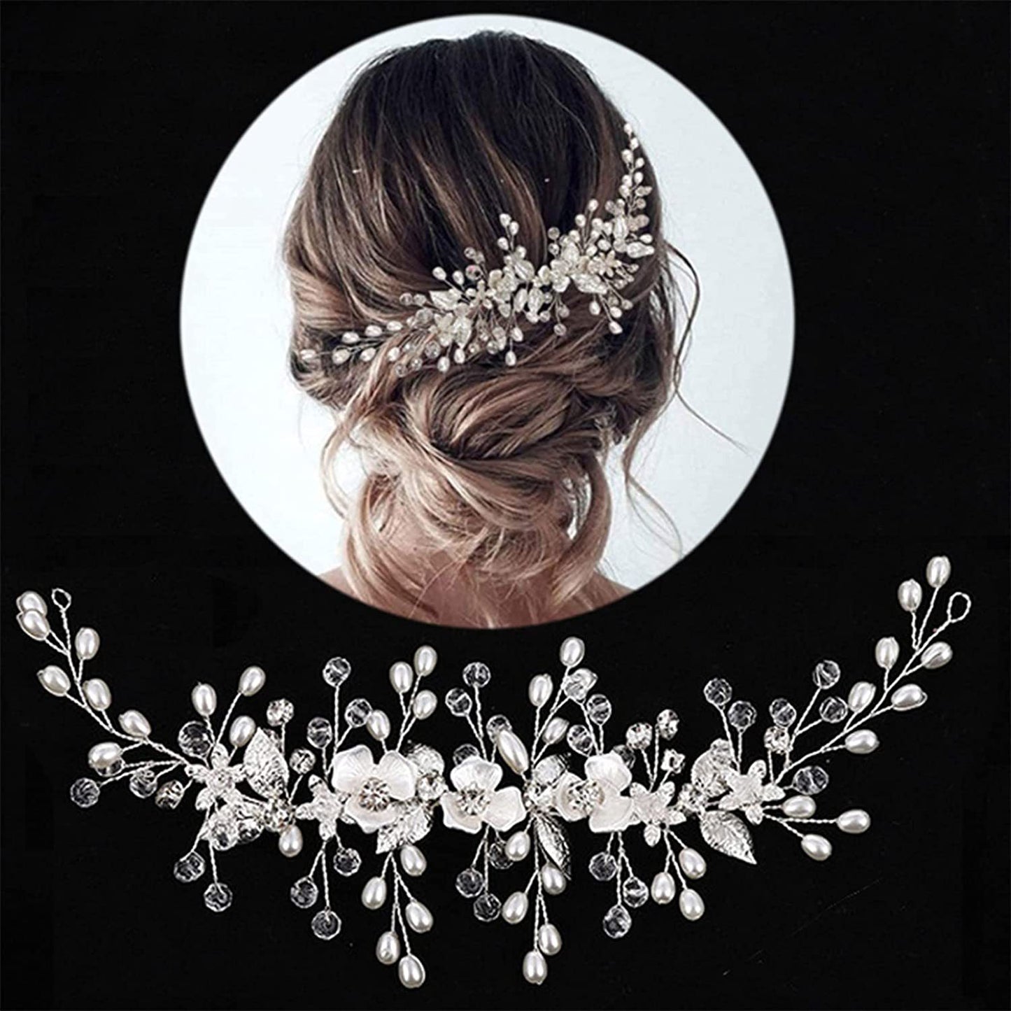 Bridal Crystal Rhinestone Flower Hairband for Wedding and Evening Gowns