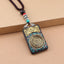 Ethnic Square Alloy Wood Pendant Necklace with Nepalese Thangka Design