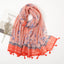 Women's Vintage Bohemian Floral Cotton Linen Print Scarf with Tassels