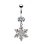 Elegant Butterfly Moon Zircon Belly Ring - Rose, White, Gold Plated Navel Jewelry