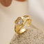 18K Gold Plated Heart Shape Zircon Open Ring for Women