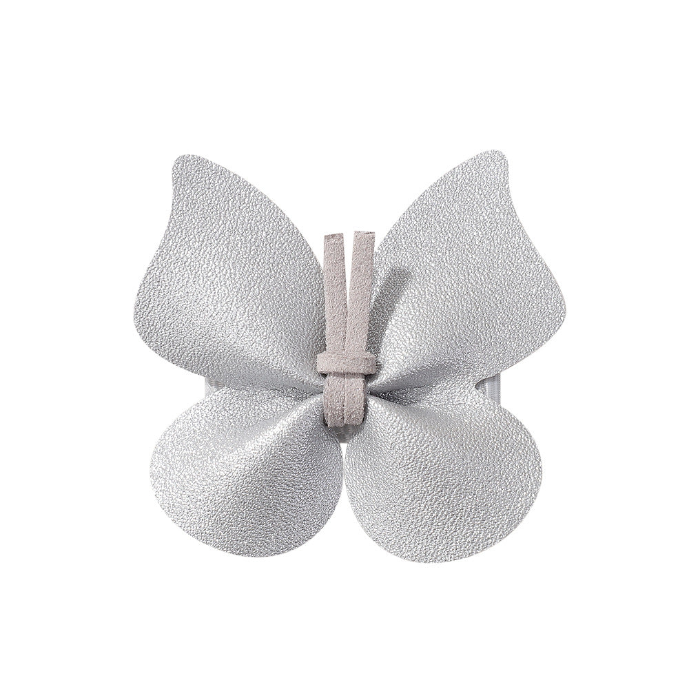 Women's Cute Butterfly PU Leather Hair Clip - Glossy Versatile Hairpin and Baby Headwear