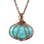 Fashion Handmade Natural Stone Pumpkin Pendant Necklace