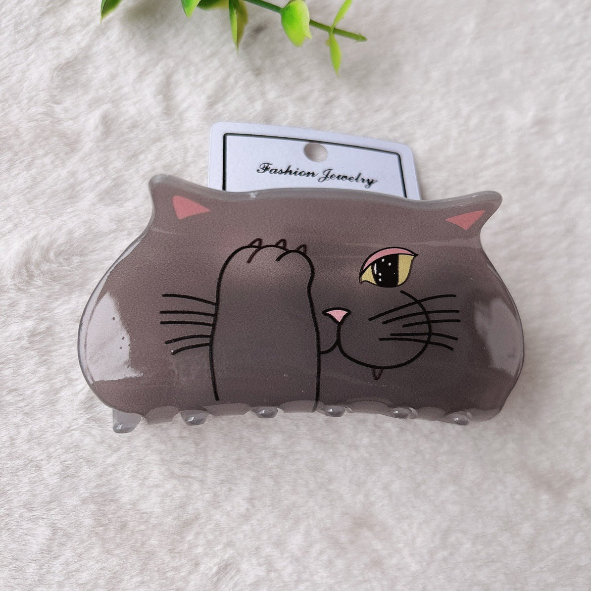 Sweet Cat Acrylic Cartoon Hair Claw Clip - Non-Slip Cute Design