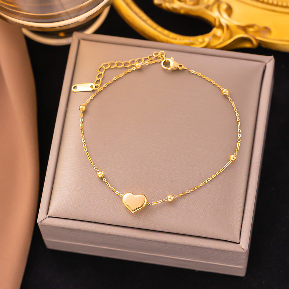 Casual Minimalist 18K Gold Plated Stainless Steel Women's Anklet