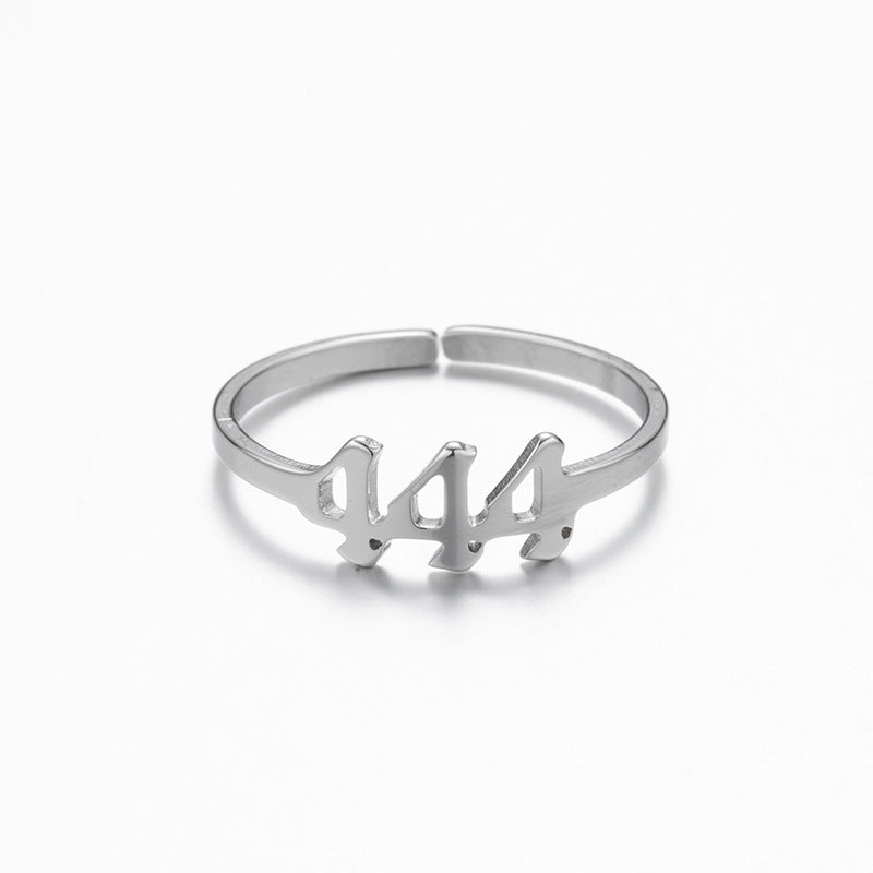 Adjustable Angel Number Stainless Steel Open Ring