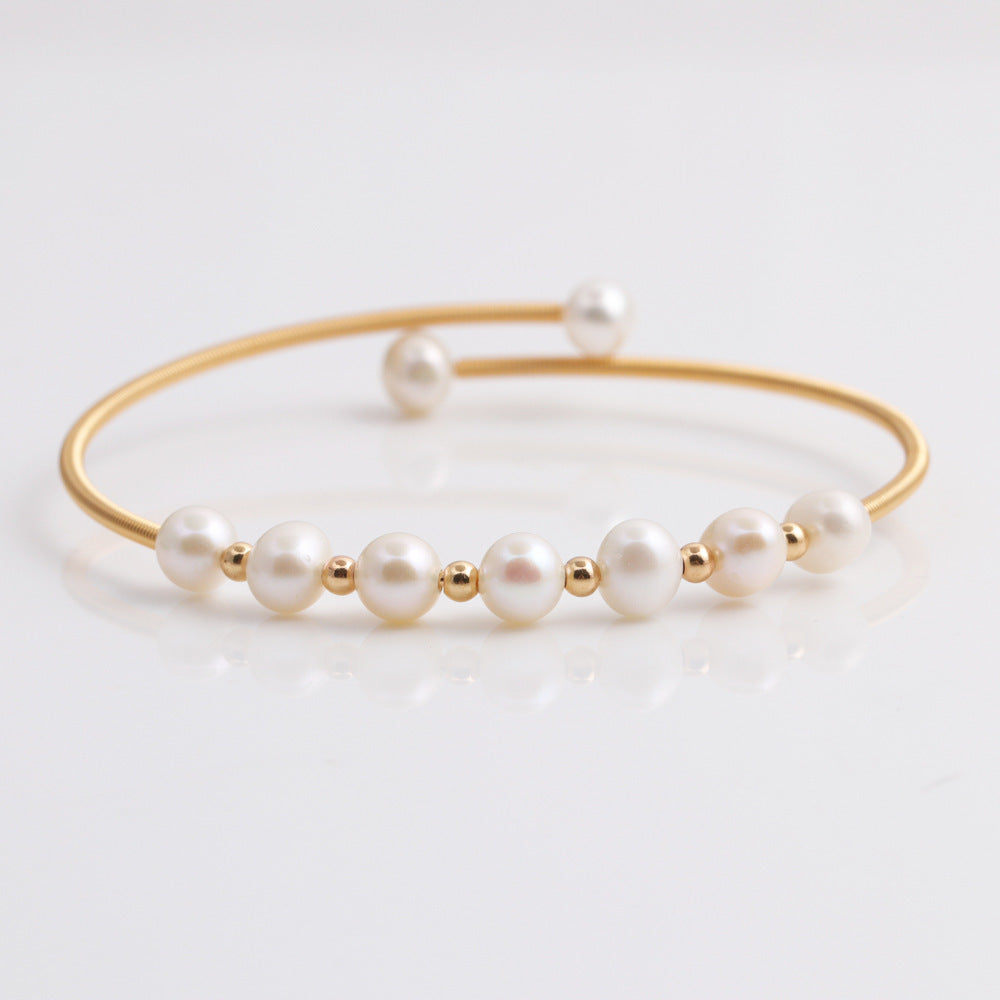 Simple Geometric Butterfly Crystal Pearl Bracelet Set